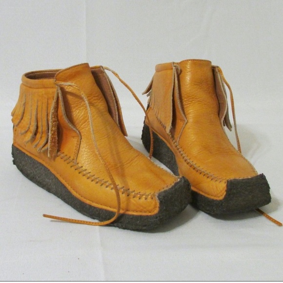 Free People Shoes - Shoes FRYE AZTEC Ankle Boot Fringed Moccasins Laces Tan Cognac Gold Size 8.5